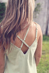 Washed Green Cross Strap Romper