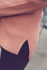 Rose Ribbed Tunic Sweater