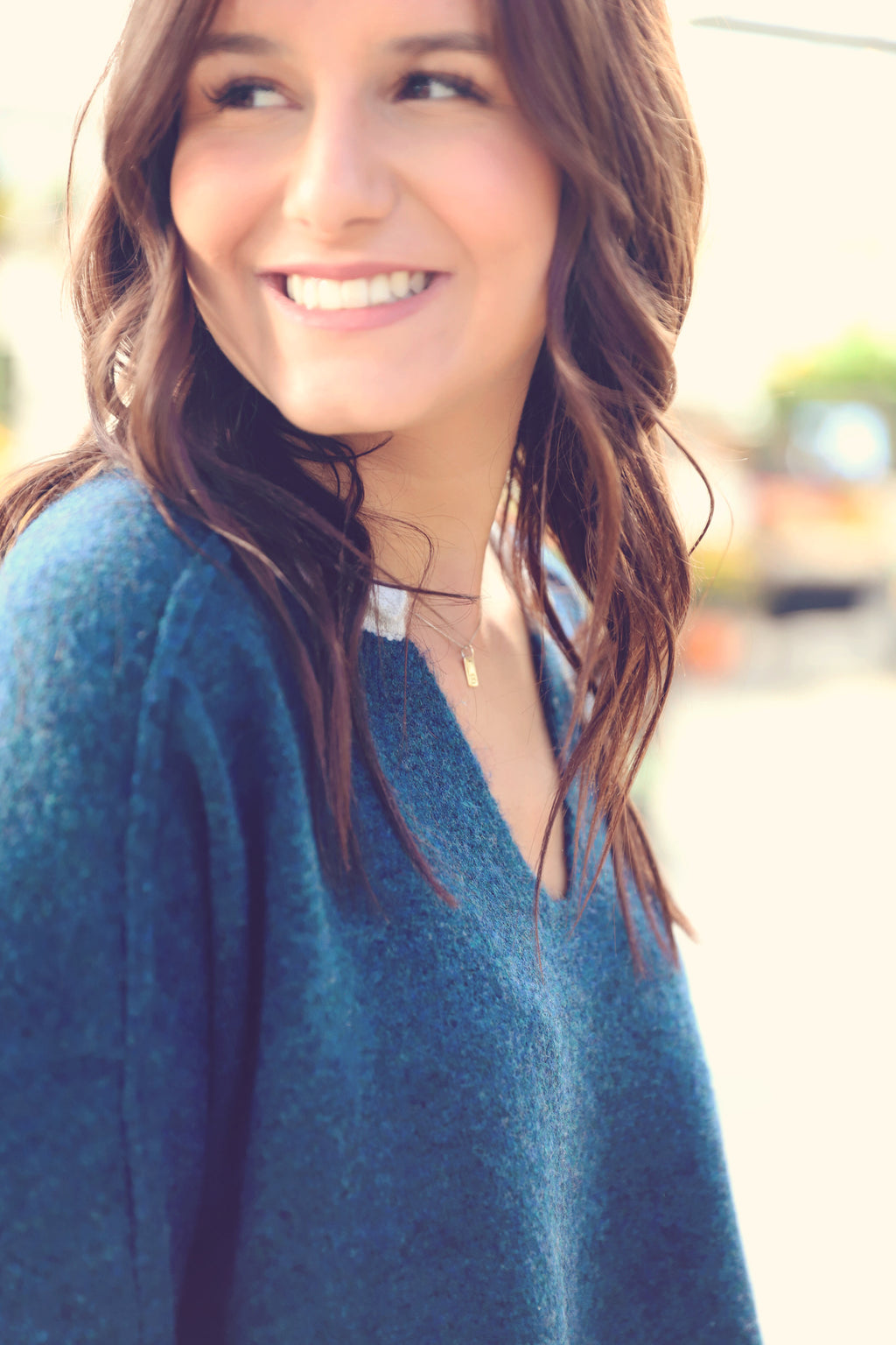 Teal Notch Neck Sweater
