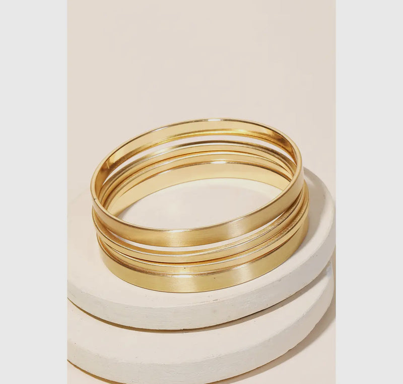 Gold Four Piece Metal Bangle Set