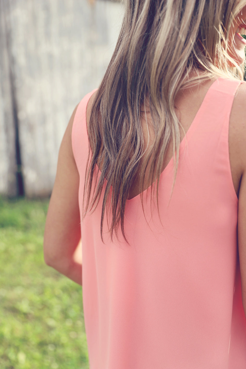 Apricot V-Neck Chiffon Tank