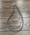 Handmade 3 Strand Navajo Bead Long Necklace