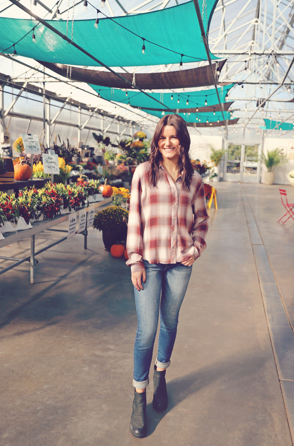 Rust Plaid Button Down