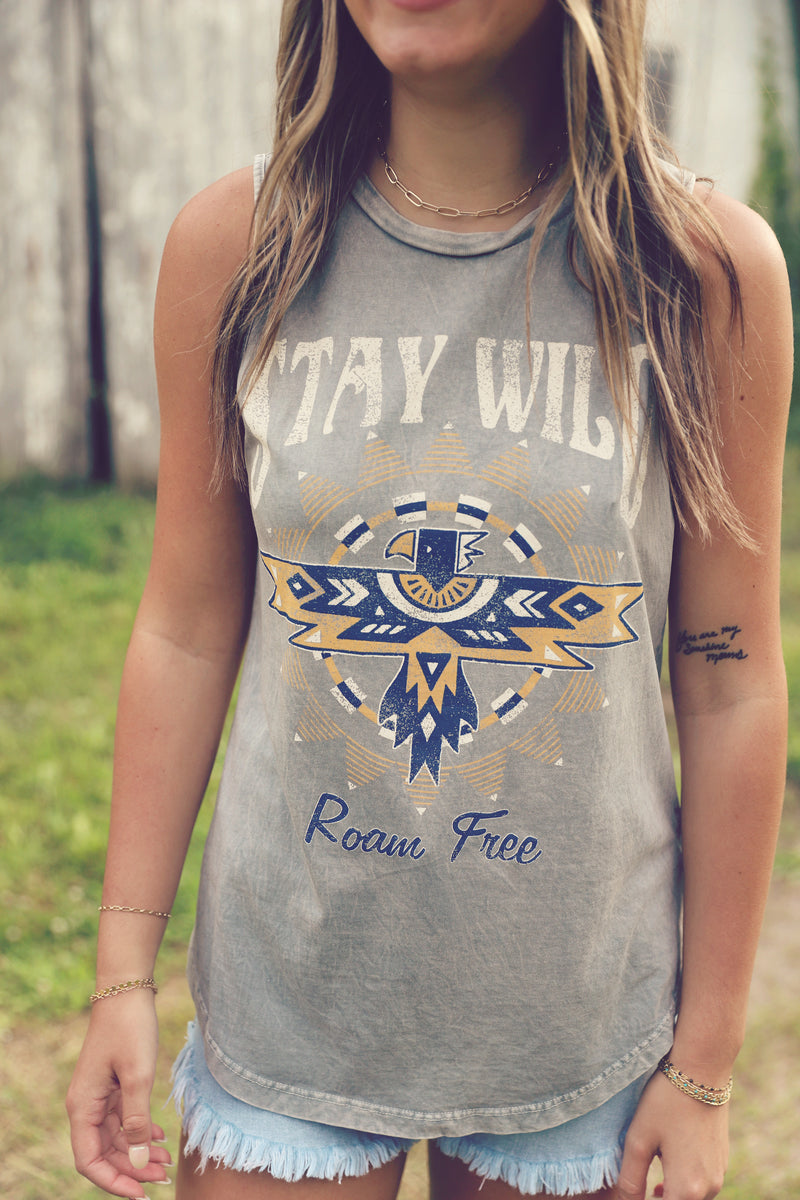 Mineral Grey Stay Wild Graphic Tank