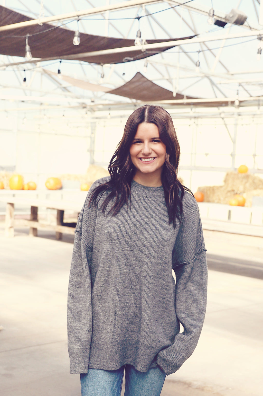 Heather Grey Ribbed Long Sweater