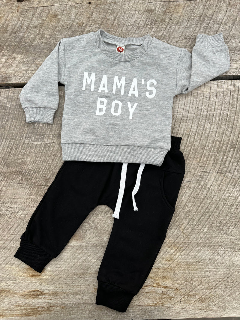 Gray Mama's Boy Outfit Set