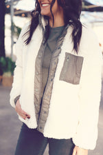 Ivory Sherpa Snap Button Jacket