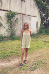 Washed Green Cross Strap Romper