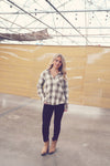 Sage Plaid Button Up Top
