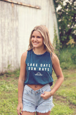 Mineral Navy Lake Days Sun Rays Graphic Tank