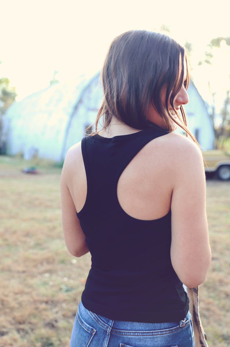 Black Scoop Racerback Tank