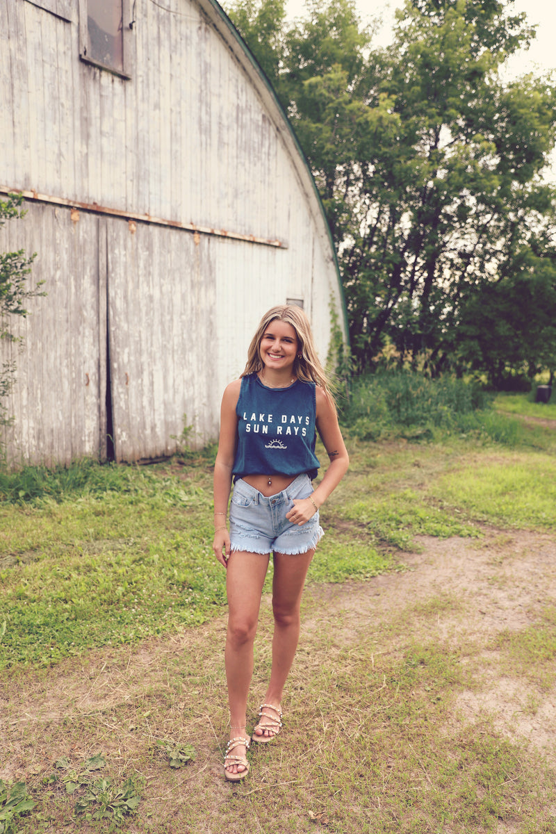 Mineral Navy Lake Days Sun Rays Graphic Tank