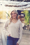 Oatmeal V-Neck Front Seam Sweater
