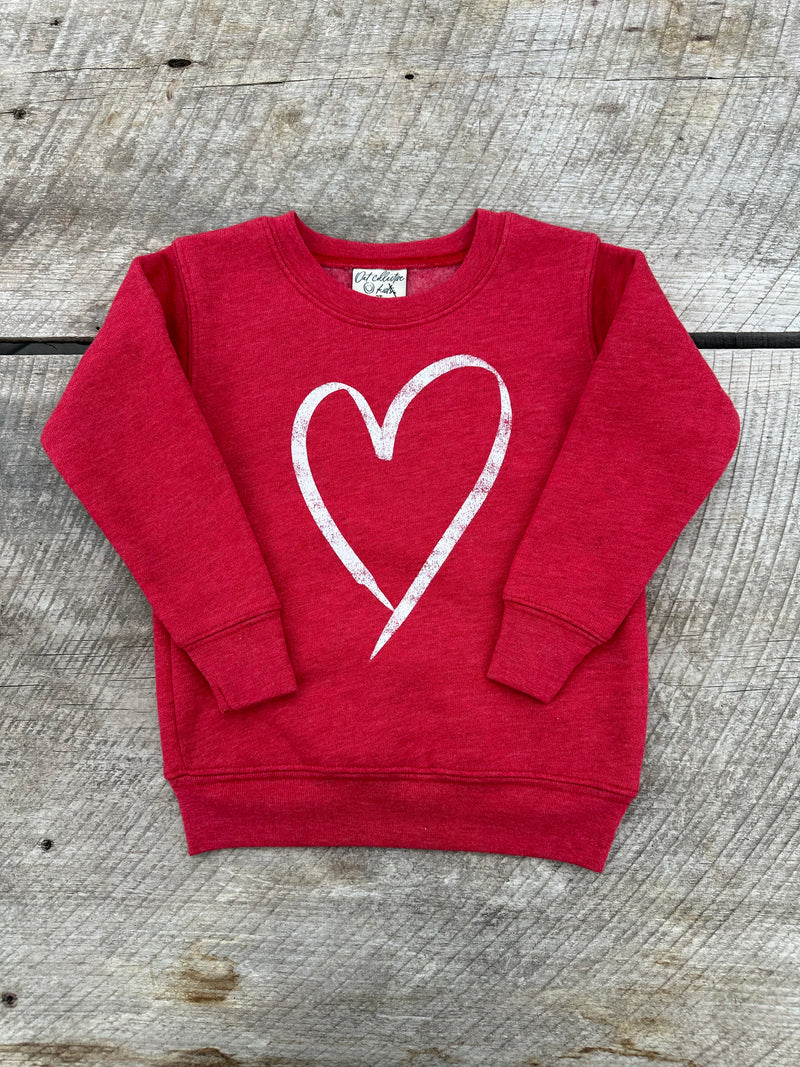 Toddler Red Heather Heart Crew