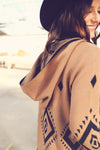 Brown Aztec Hoodie Cardigan