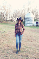 Burgundy Button Down Flannel Top