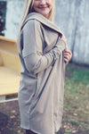 Stone Grey Longline Hoodie Cardigan