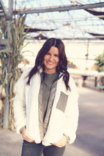 Ivory Sherpa Snap Button Jacket