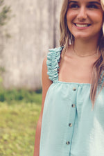 Sky Blue Ruffle Strap Tank