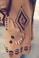 Brown Aztec Hoodie Cardigan