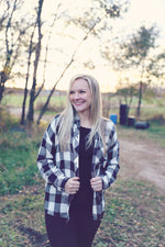 Cream Buffalo Plaid Flannel Top