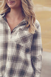 Sage Plaid Button Up Top