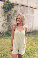 Washed Green Cross Strap Romper