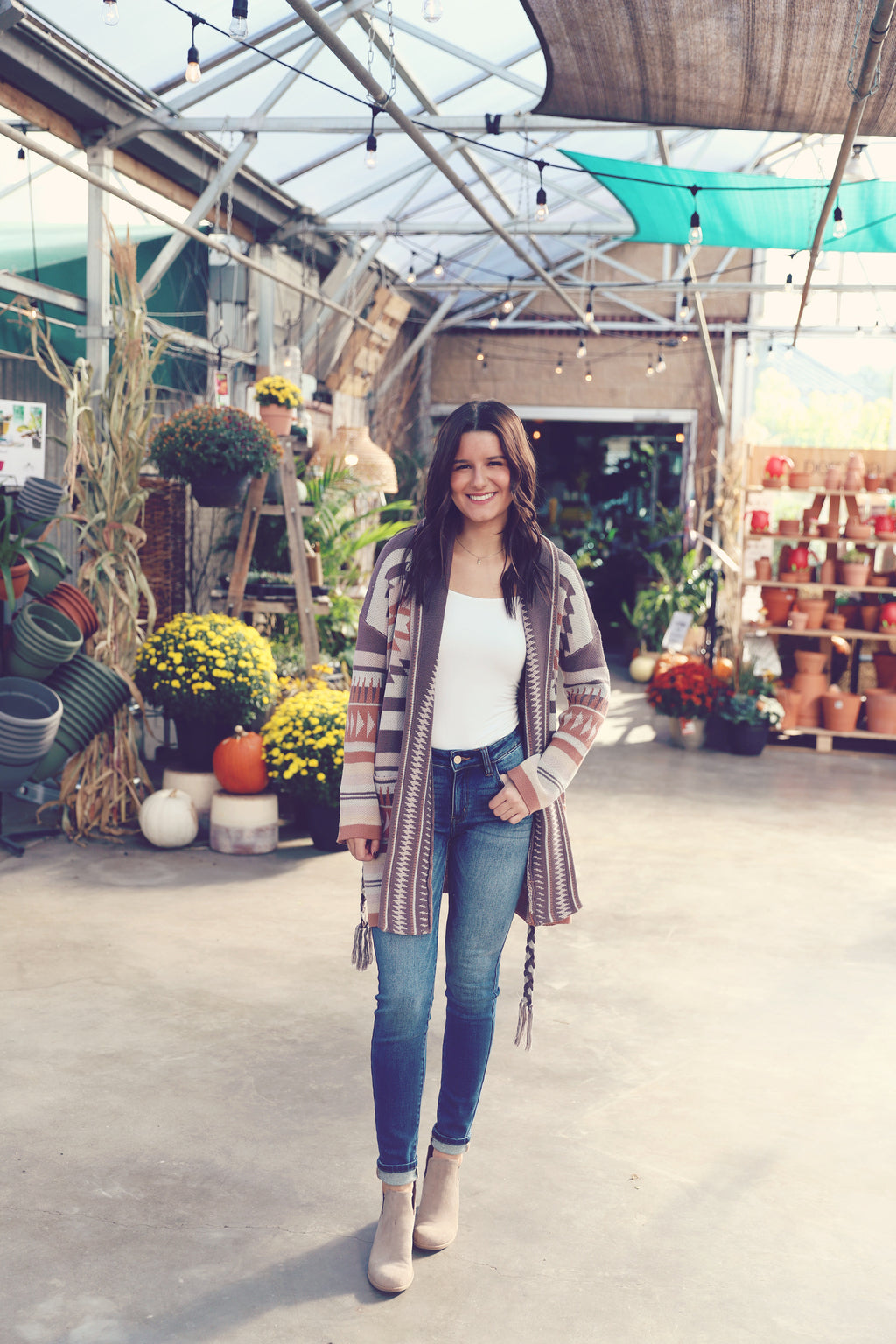 Taupe Western Belted Wrap Cardigan