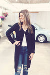 Black Mixed Weave Duster Cardigan