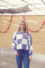 Lavender Ribbed Checkered Sweater