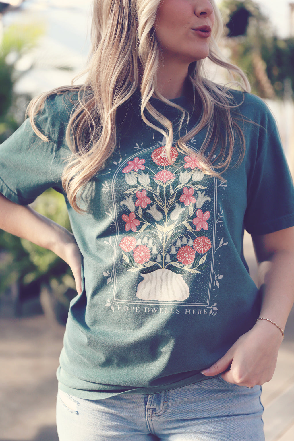 Teal Dwell In Hope Graphic Tee