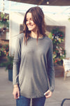 Charcoal Basic Boat Neck Top