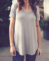 Dusty Brown Basic Scoop Neck Tee