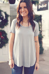 Dusty Blue Basic Scoop Neck Tee