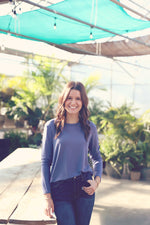 Marine Blue Basic Boat Neck Top