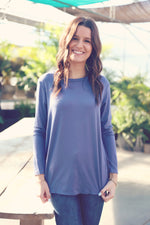 Marine Blue Basic Boat Neck Top