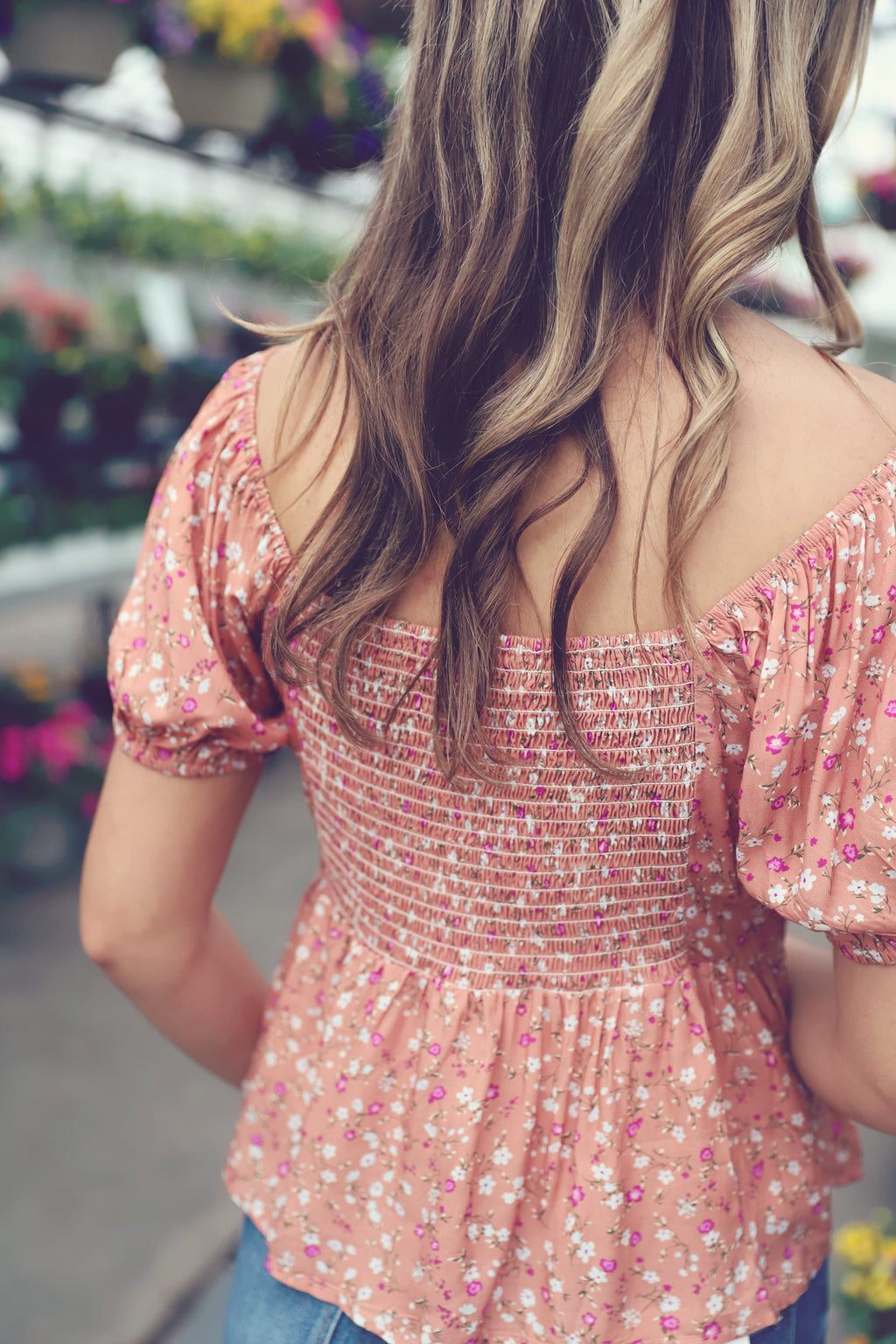 Terra Cotta Floral Peplum Blouse