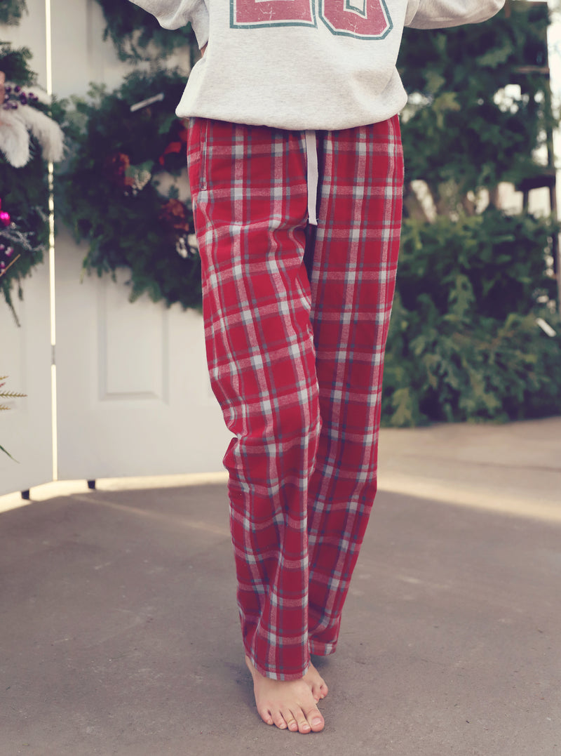 Red & Grey Plaid Flannel Pajama Pant