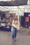 Cream Horseshoe Embroidered Sweater