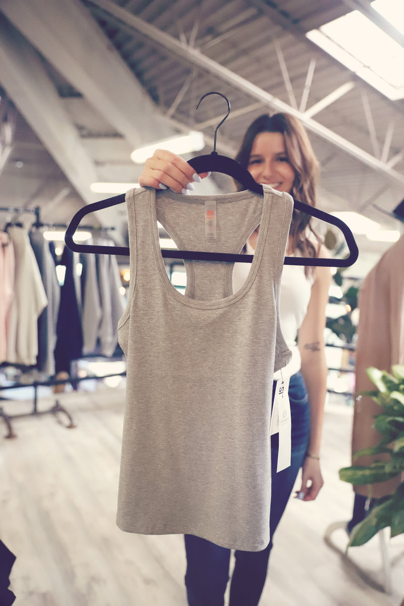 Heather Grey Scoop Racerback Tank