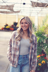 Mocha Plaid Boxy Button Down