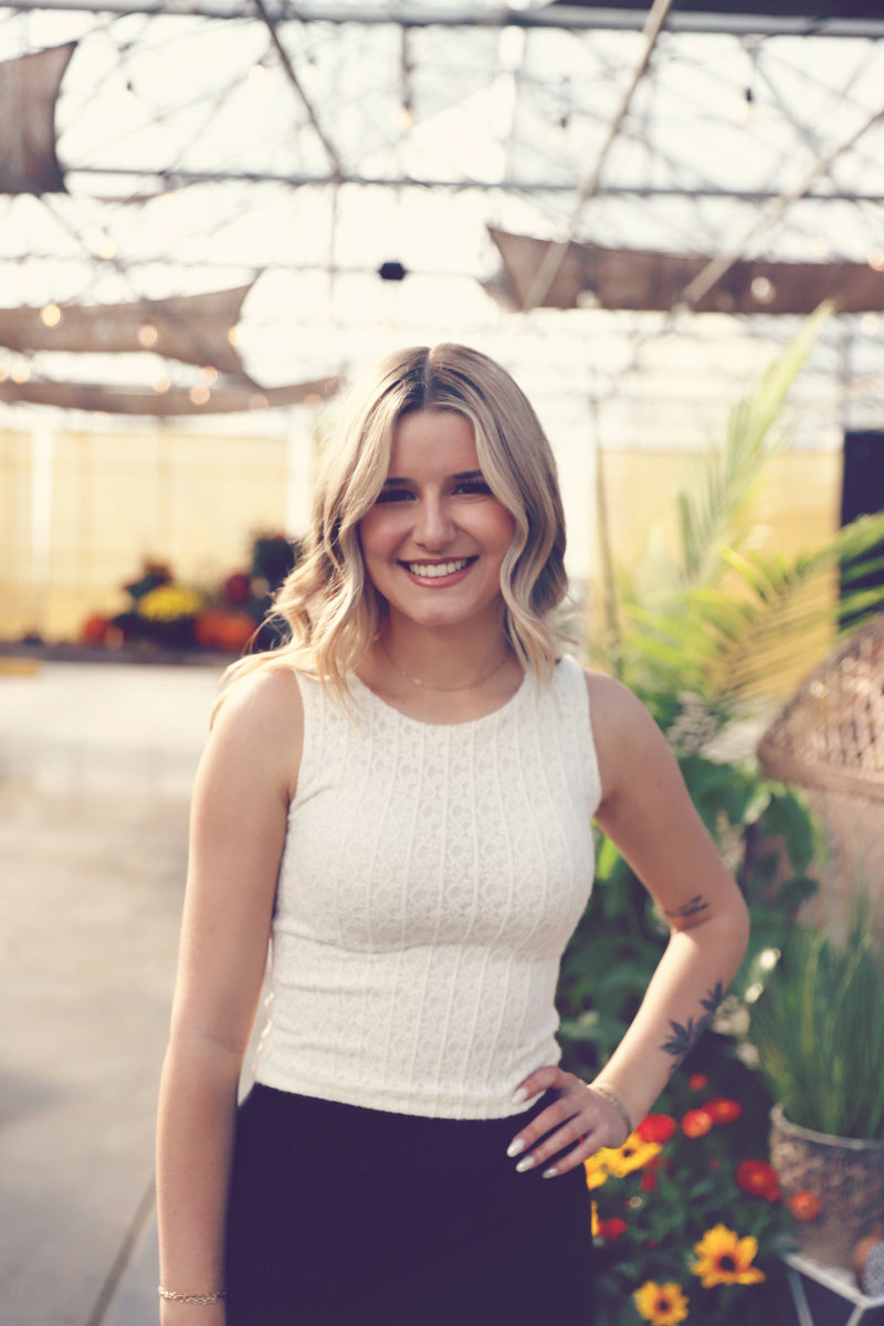 Ivory Textured Sleeveless Knit Top