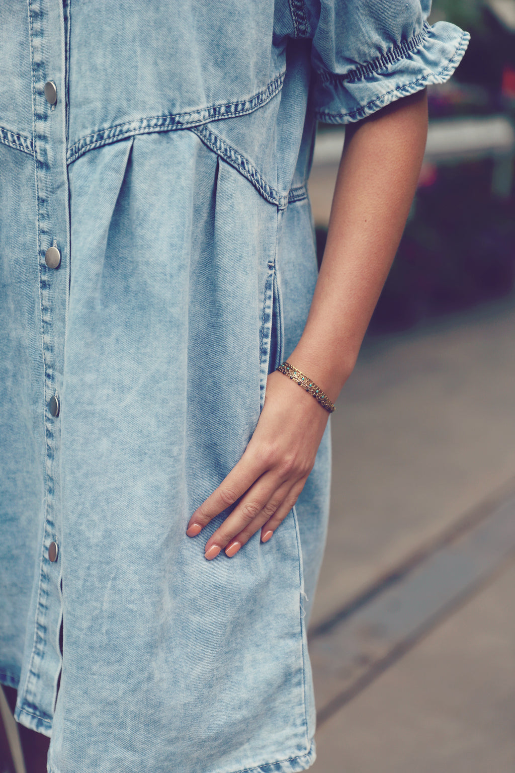 Denim Button Down Collared Dress