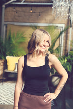 Black Square Neck Seamless Tank