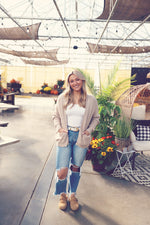Natural Chunky Ribbed Raw Seam Cardigan