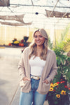 Natural Chunky Ribbed Raw Seam Cardigan