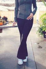 Black High Waisted Flared Fleece Leggings