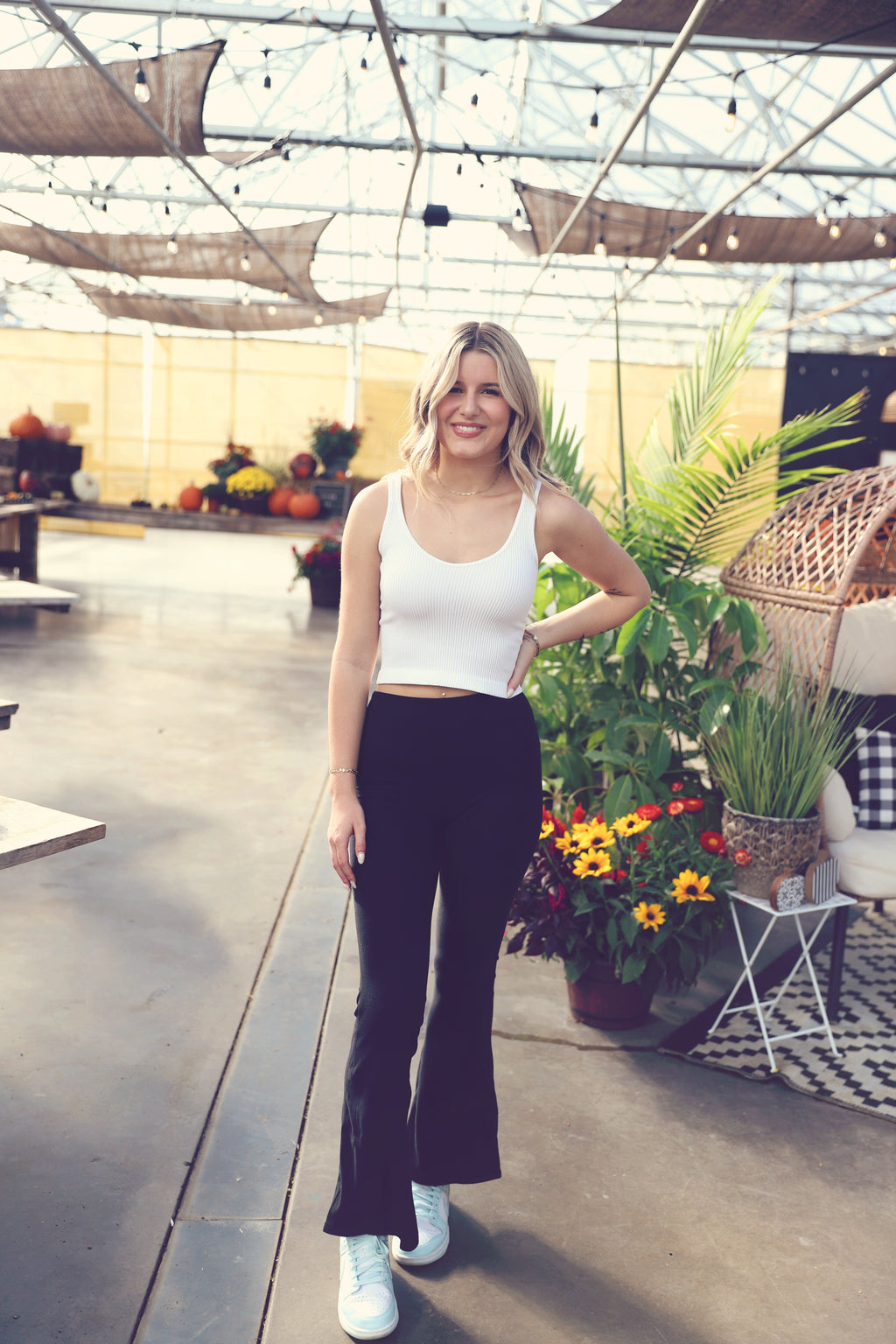 White Ribbed Crop Tank