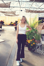 White Ribbed Crop Tank