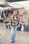 Chocolate Plaid Sherpa Lined Button Jacket